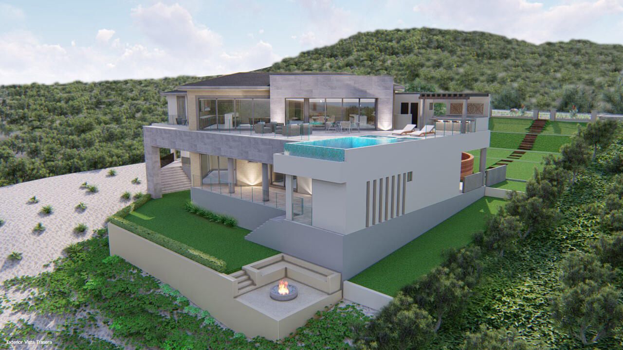 Fire pit and swimming pool