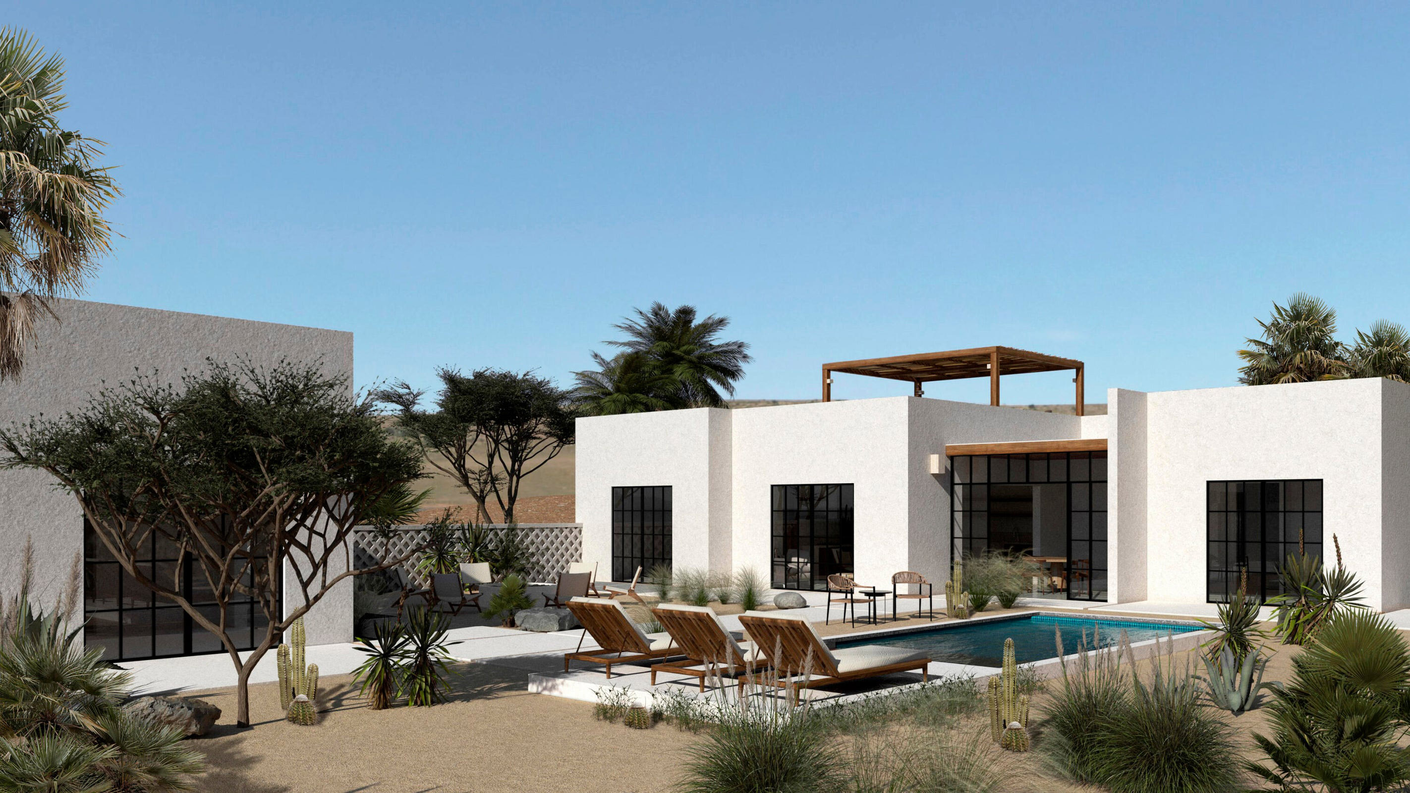 Eagle View contemporary home exterior in Vuelo del Águila, Todos Santos
