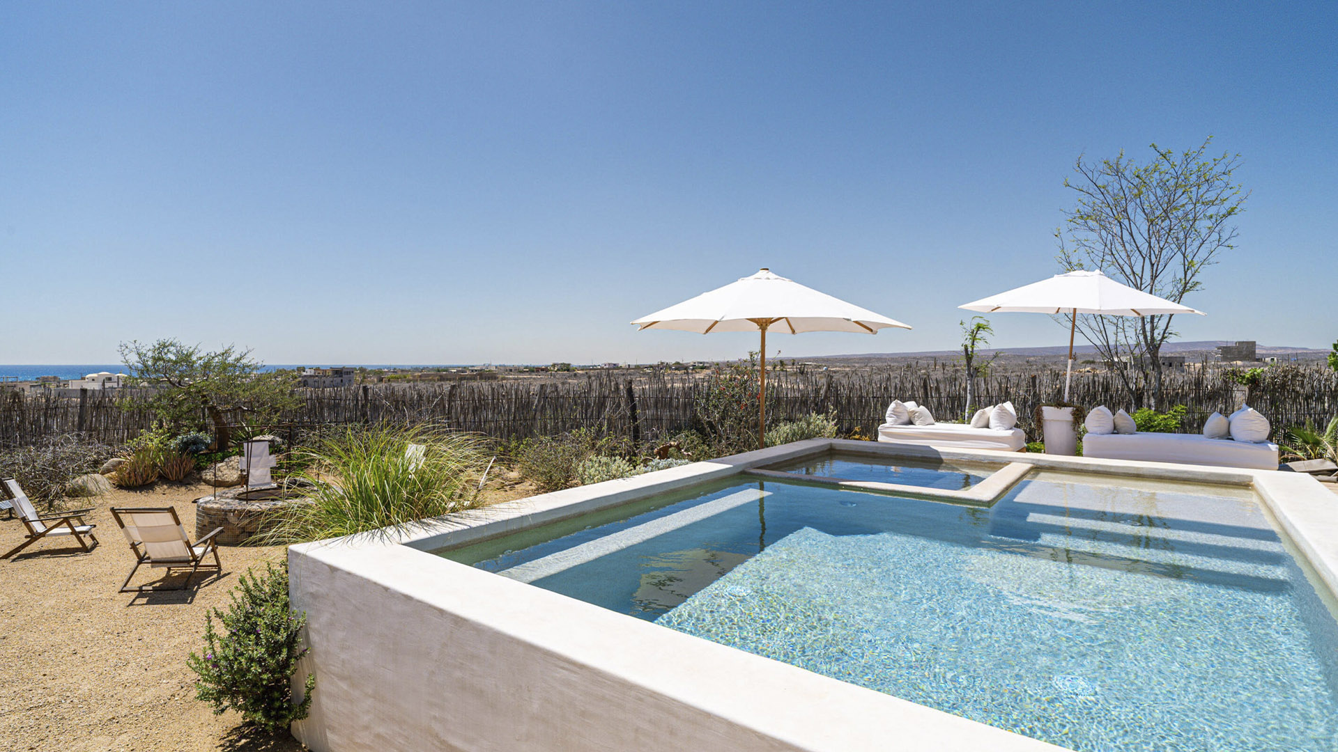 Luxury beachfront villa in Todos Santos at sunset